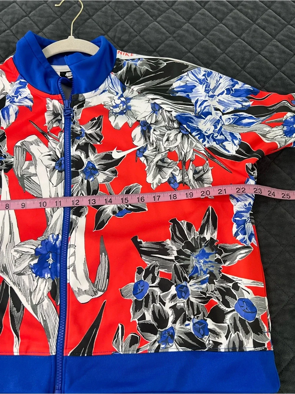 Nike Red Floral Track Jacket with Blue Trim